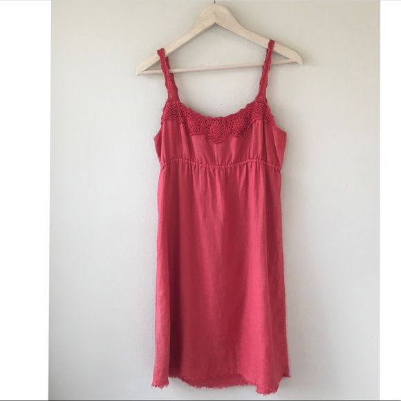 Lucky Brand Coral Linen Empire Waist Dress - Picture 2 of 7